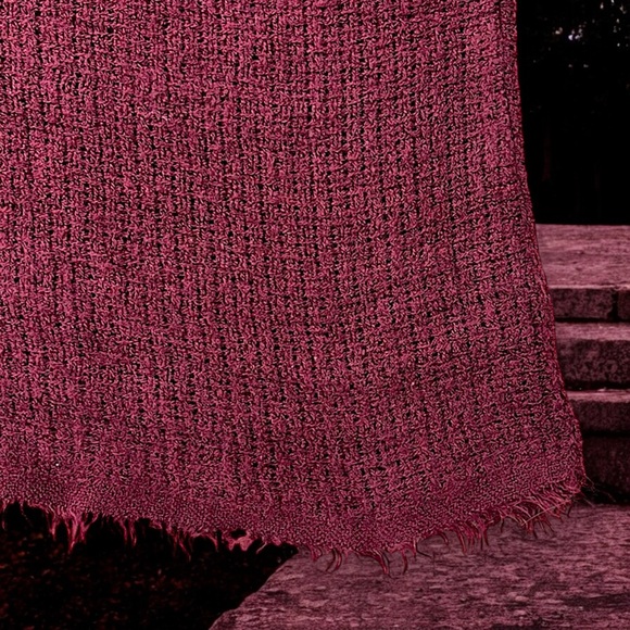 Fringe Edge Wine Color Infinity Scarf - Picture 8 of 16